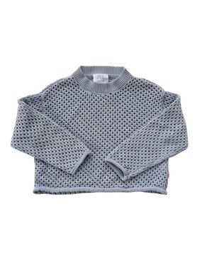 Zara Open Knit Cropped Blue Sweater 11/12